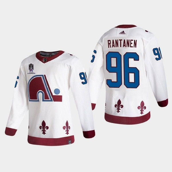 Men's Colorado Avalanche #96 Mikko Rantanen 2022 White Stanley Cup Champions Patch Stitched Jersey - Click Image to Close